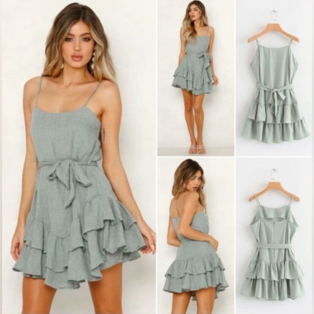 NWT PRINCESS POLLY TWISTED SISTER MINI DRESS. TIERED BOTTOM, HIDDEN ZIP, Sz. 2 - Picture 1 of 13